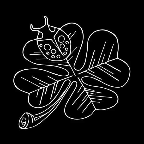 クローバーとてんとう虫。クローバーの葉。クローバーの葉。分離されたクローバー。クローバー デザイン。クローバーの装飾。クローバーのテクスチャです。クローバーのベクトル図です。クローバーてんとう虫。クローバーの抽象的な。てんとう虫葉。クローバー アート — ストックベクタ