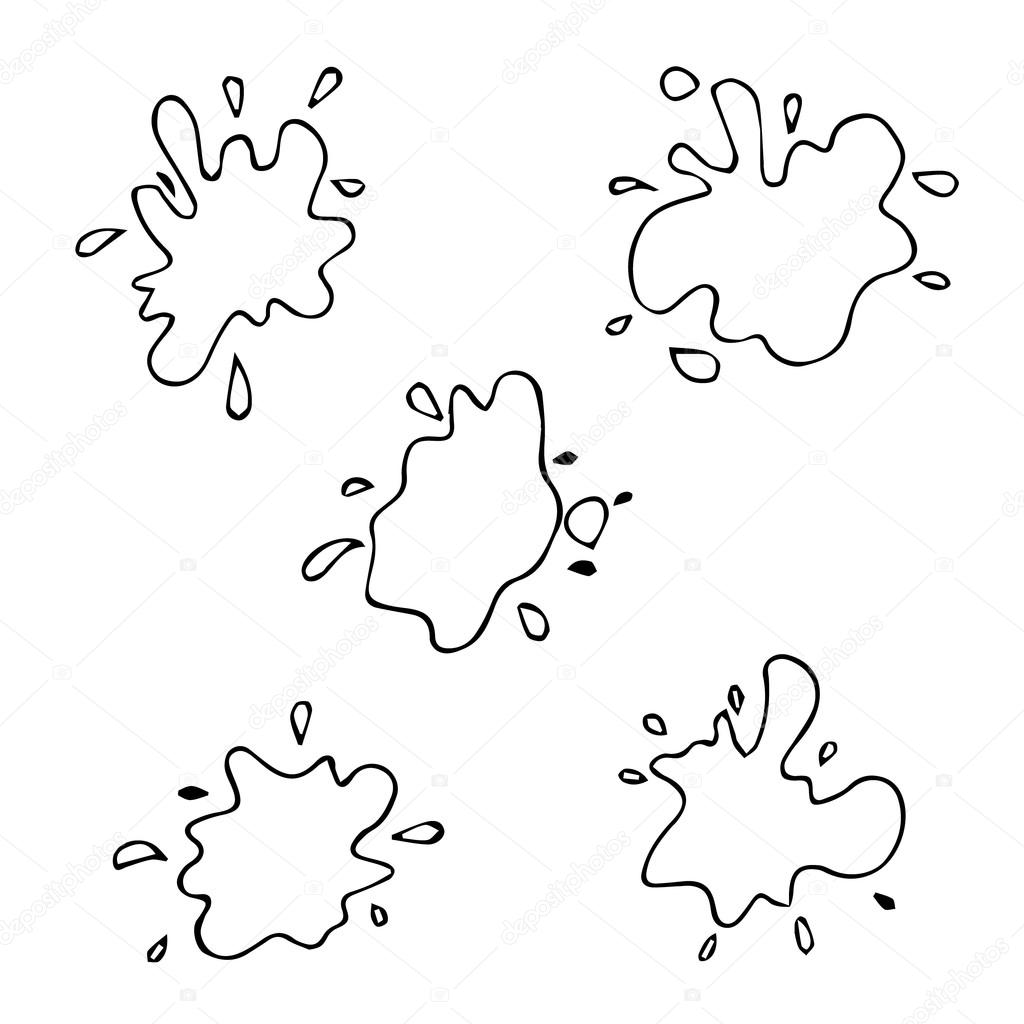 Blots Set. Collection of blood drops and stains. Vector set of blots, splash liquid and smudges. Colorful Retro Vector Stains, Blots, Splashes Set. Paint Splatters. Hand Drawn Splashes Vector. Splash. Splashes decoration. Splashes texture. Splashes