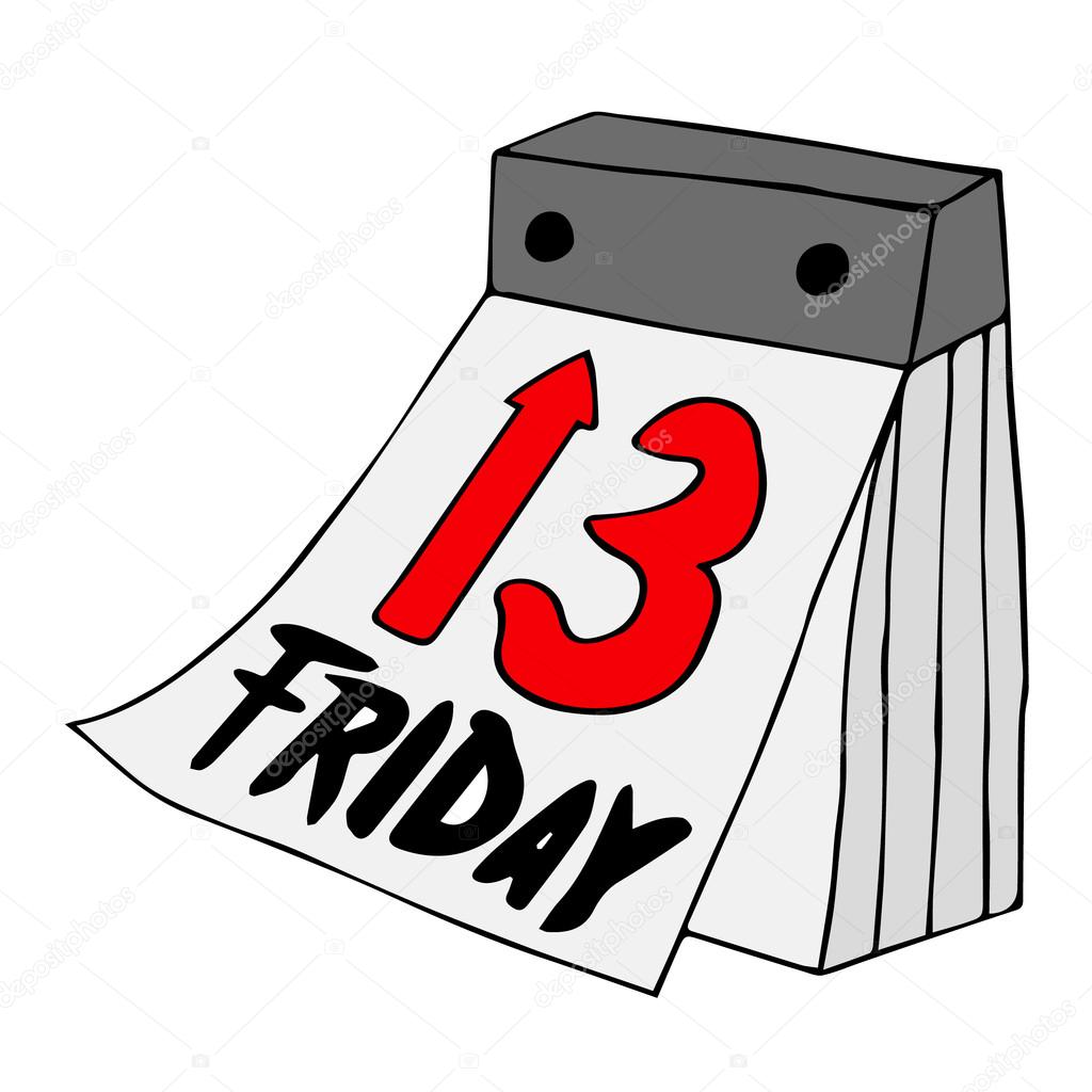 Friday the 13th. Friday icon. Friday 13th calendar. Poster of friday the thirteenth white isolated. Vector stock illustration Friday the 13th. Chalkboard hand drawing Friday the 13th. Friday 13th logo. Friday 13th cartoon. Friday 13th design.