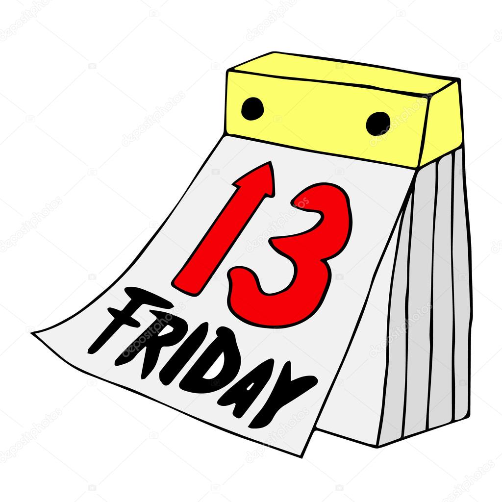 Friday the 13th. Friday icon. Friday 13th calendar. Poster of friday the thirteenth white isolated. Vector stock illustration Friday the 13th. Chalkboard hand drawing Friday the 13th. Friday 13th logo. Friday 13th cartoon. Friday 13th design.