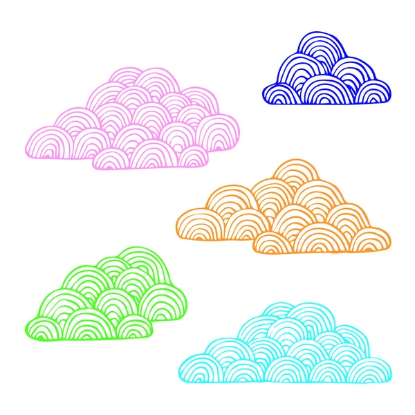 Set of clouds isolated. Cloud background decoration logo. Cloud background design. Cloud background. Clouds seamless background. Hand-drawn doodle with abstract wave. Vector wavy background .Cloud art. Cloud poster. Cloud banner. Cloud design. Cloud — Stock Vector