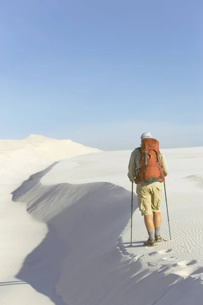 De reis in de woestijn op de witte duinen. — Stockfoto