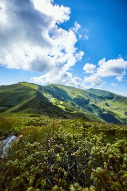 Gün batımında dağın tepesinden güzel manzara.