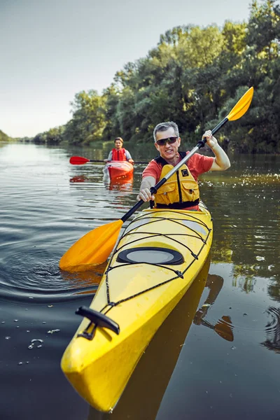 A canoe trip on the river in the summer. — Stock Photo, Image