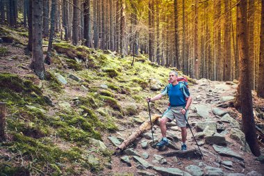 Bir sırt çantası ve çadır ile dağlarda yaz zammını.
