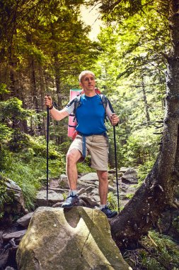 Bir sırt çantası ve çadır ile dağlarda yaz zammını.