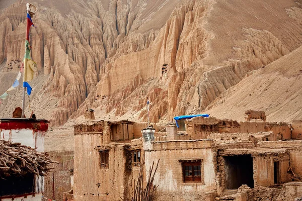 Viviendas Altas Las Montañas Nepal Pueblo Tradicional — Foto de Stock