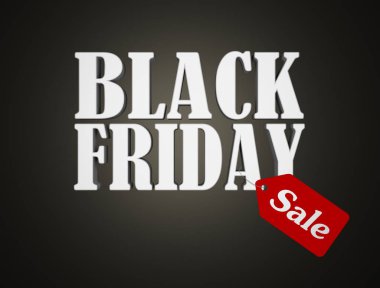 Siyah Cuma metin kırmızı satış etiketiyle