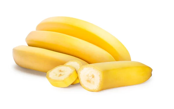 Bananas isoladas. Bunch de bananas com banana fatiada isolado w — Fotografia de Stock