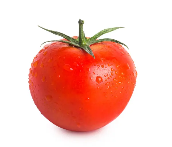 Tomat dengan tetes terisolasi pada latar belakang putih — Stok Foto