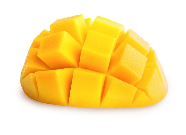 Mango skiva skär till kuber isolerade — Stockfoto
