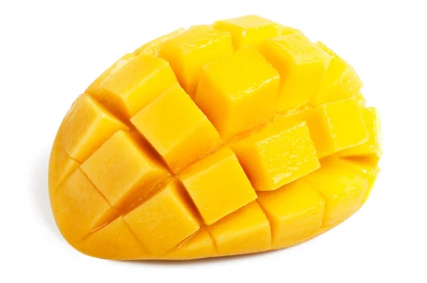 Rebanada de mango cortada a cubos aislados — Foto de Stock