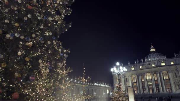 Όμορφη θέα του Αγίου Πέτρου κατά τη διάρκεια των Χριστουγέννων - 23 Δεκεμβρίου 2016 Ρώμη, Ιταλία — Αρχείο Βίντεο