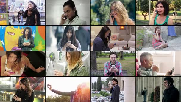 Composition des femmes et des hommes utilisant un smartphone — Video