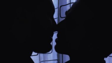 Homoseksüel erkekler bir pencere öpüşme silüeti