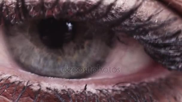 Macro-close-up op prachtige oog openen — Stockvideo