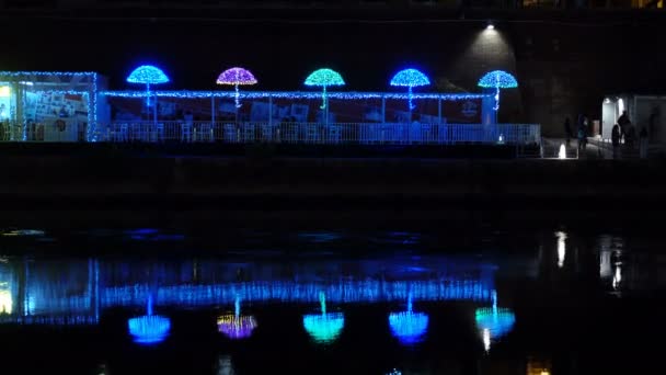 Roma, Itália vista sugestiva de Um lugar iluminado na tevere do rio — Vídeo de Stock