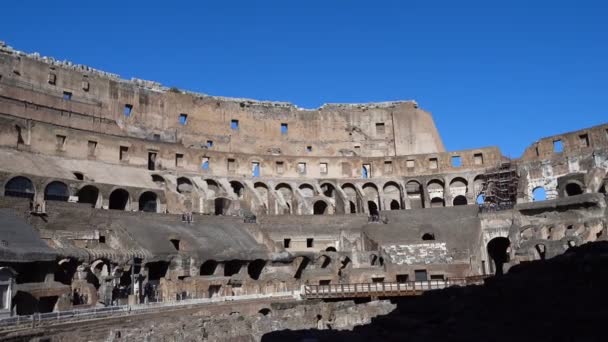 Encantadora vista interior do Coliseu de Roma, Itália — Vídeo de Stock