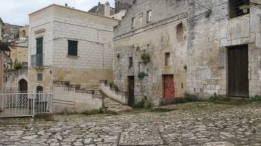 Matera, İtalya, sabit cam eski köşeler keşfetmek