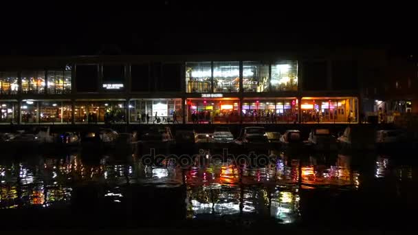 Bristol Harbour side, UK- Night life, clubs, river, Summer — стоковое видео