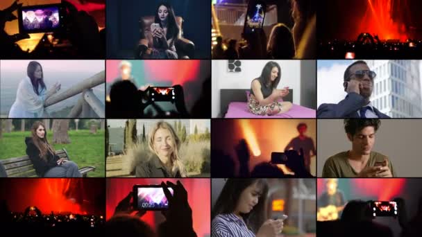 Olika användning av smartphones i människor 's liv-Multiscreen — Stockvideo
