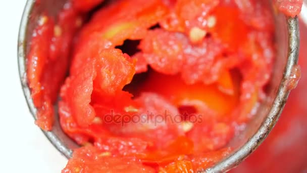 Close up on squeezing the tomatoes — Stock Video