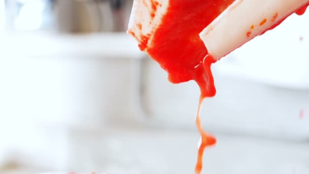 Homemade production of tomato sauce — Stock Video