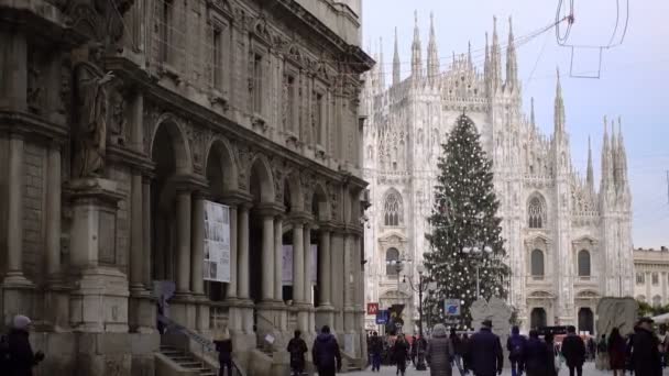 Tempo Natale Piazza Duomo Dicembre 2017 Milano — Video Stock