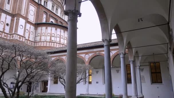 Inuti Portiken Heliga Maria Nådens Milano Italien — Stockvideo