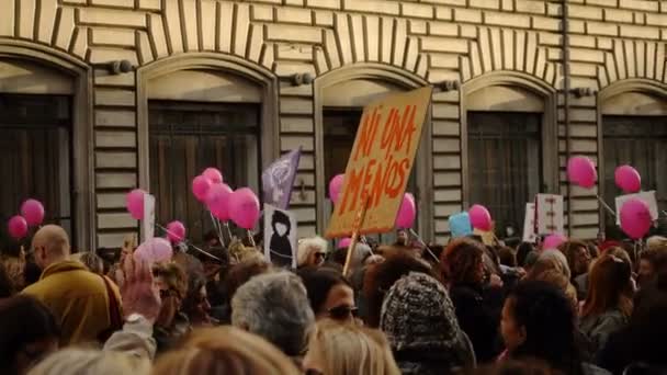 Mensen Lopen Straat Una Meno November 2017 Milan Italië — Stockvideo