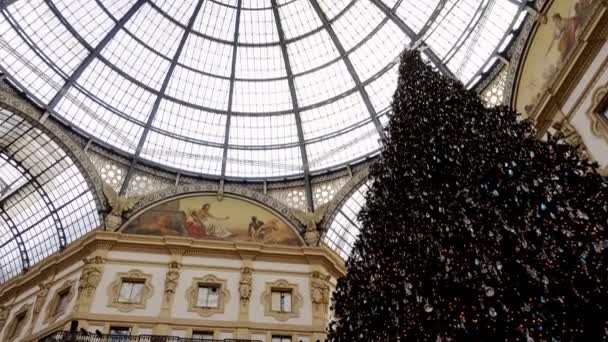 Galleria Vittorio Emanuele Vánoční Čas Prosince 2017 Milán Itálie — Stock video