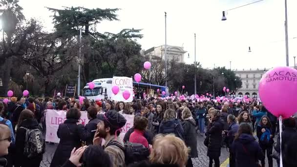 Una Meno Demonstration Street November 2017 Milan Italy — стоковое видео