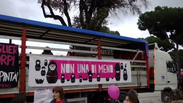 Camion Timpul Unei Demonstrații Feministe Noiembrie 2017 Milano Italia — Videoclip de stoc