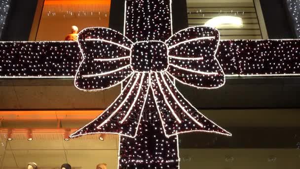Vackra Jul Ljus Logga Byggnaden December 2017 Milano Italien — Stockvideo