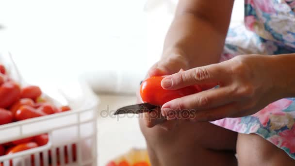 南イタリアの自家製トマトのソース生産 — ストック動画