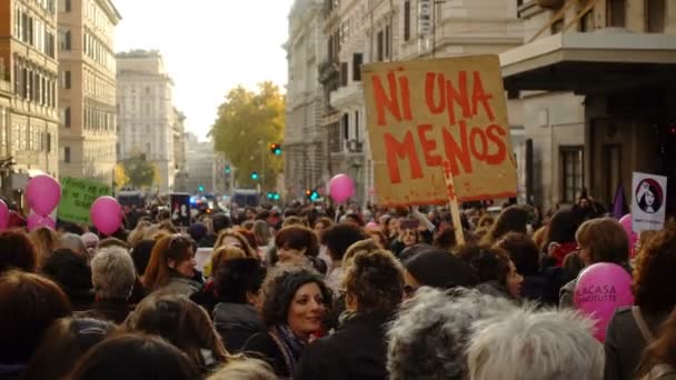 Multitud Personas Calle Para Non Una Meno Noviembre 2017 Milán — Vídeos de Stock