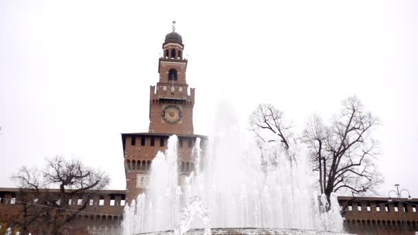 มมองท สวยงามของปราสาท Sforza ในม ลาน ตาล — วีดีโอสต็อก