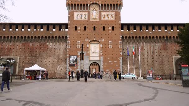 Gyönyörű Kilátás Sforza Castleis 2017 December Milánó Olaszország — Stock videók