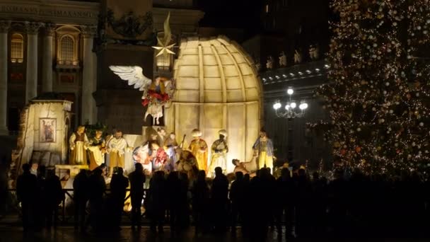 Osservazione Della Natività Cristiana Piazza Pietro Dicembre 2017 Roma Italia — Video Stock