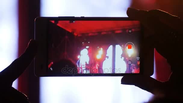 Fan Meggyőződve Smartphone Koncert — Stock videók