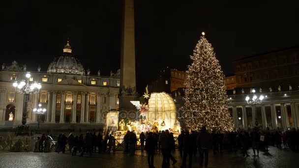 Vista Maravilhosa São Pedro Natal Dezembro 2017 Roma Itália — Vídeo de Stock