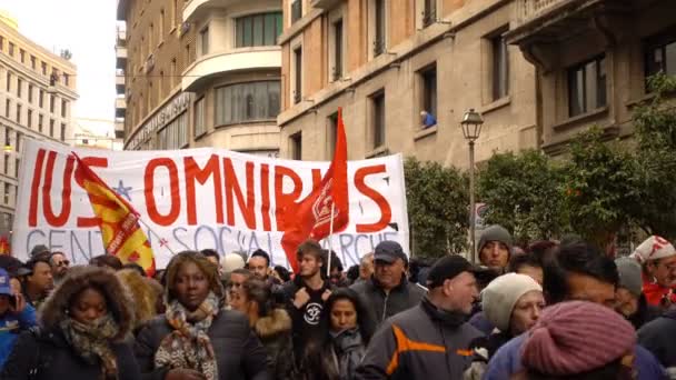 Människor Street Kampen Rättigheter December 2017 Rom Italien — Stockvideo