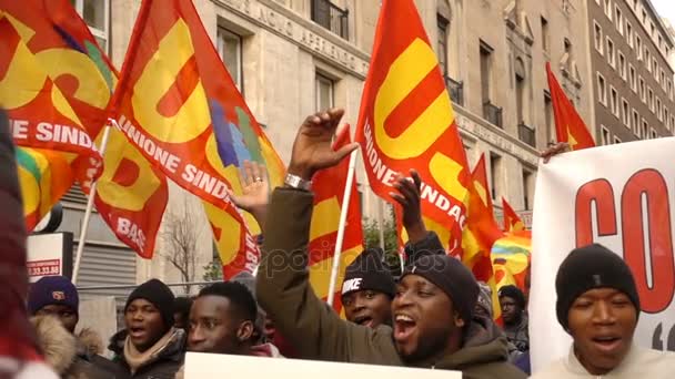Black People Marching Street Fight Rights December 2017 Rome Italy — Stock Video