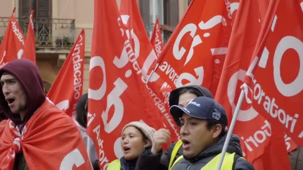 Roma Itália Fevereiro 2018 Marcha Desemprego Marcha Sindical Cobas — Vídeo de Stock