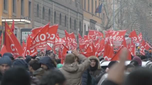 Rome Italie Février 2018 Marche Contre Chômage Marche Syndicale Cobas — Video