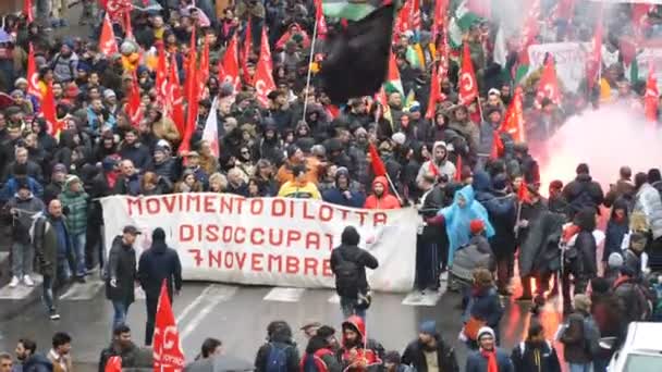 Rome Italien Februar 2018 Arbejdsløshedsmarch Cobas Fagforeningsmarch – Stock-video