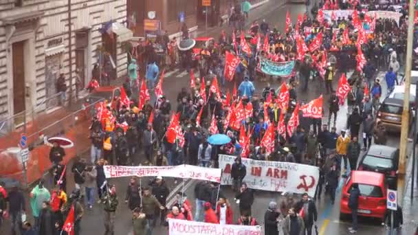 Rom Italien Februari 2018 Arbetslöshet Mars Cobas Unionens Mars — Stockvideo