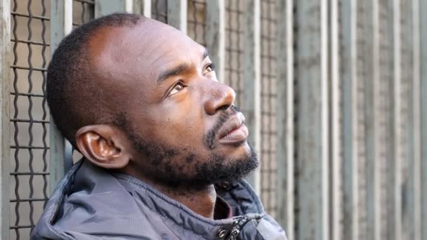 Sad Pensive Black Migrant Poverty Sadness Melancholy — Stock Video