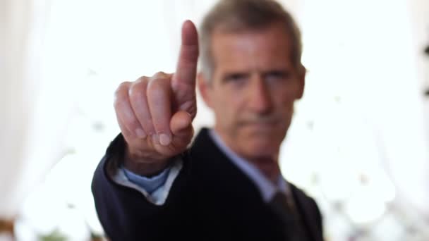 Old Business Man Making Finger Leadership Ceo Entreprise — Video