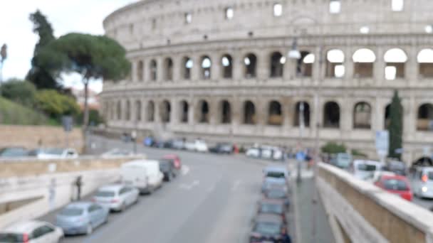 Red Haired Woman Contemplates Magnificence Colosseum — Stock Video